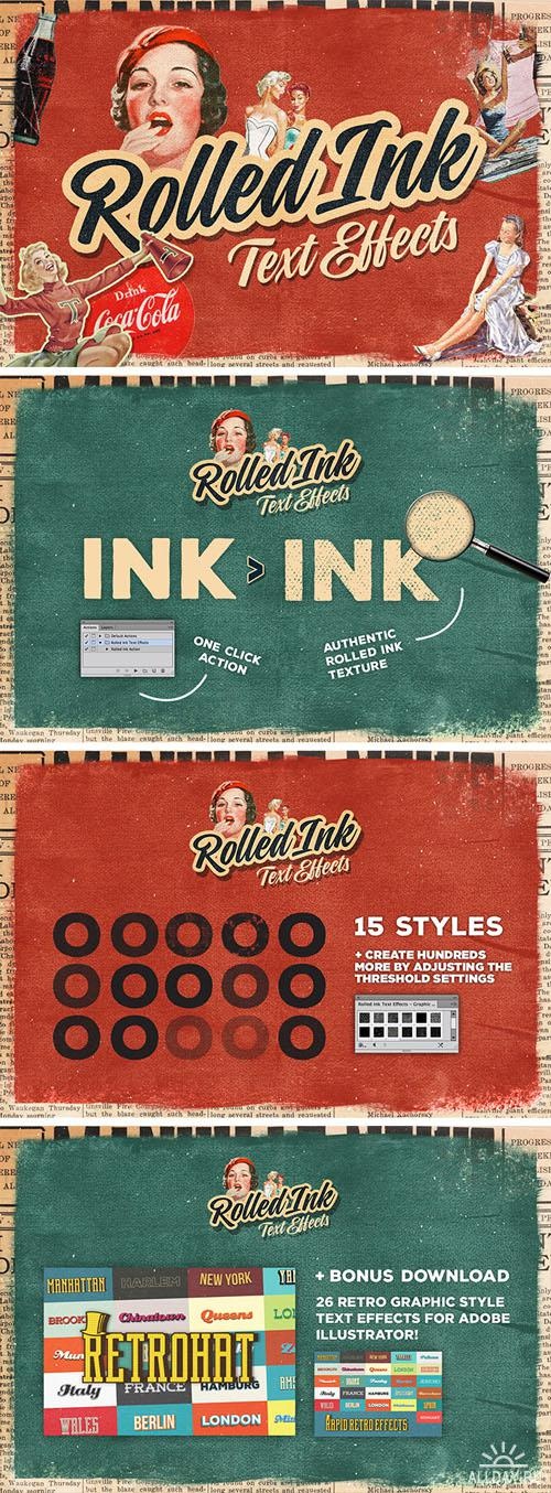 Vector Text Effects - Rolled Ink ((ai (17 files)